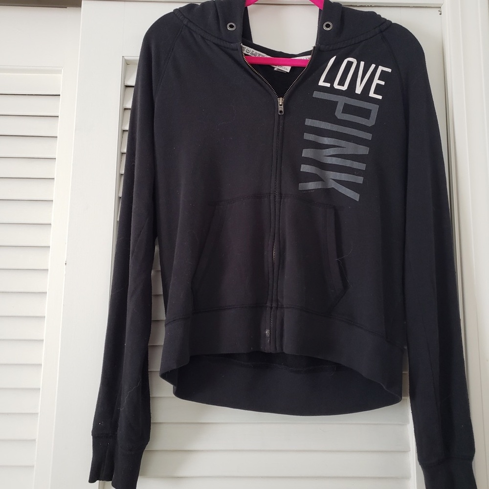 PINK Black Zip-up Hoodie